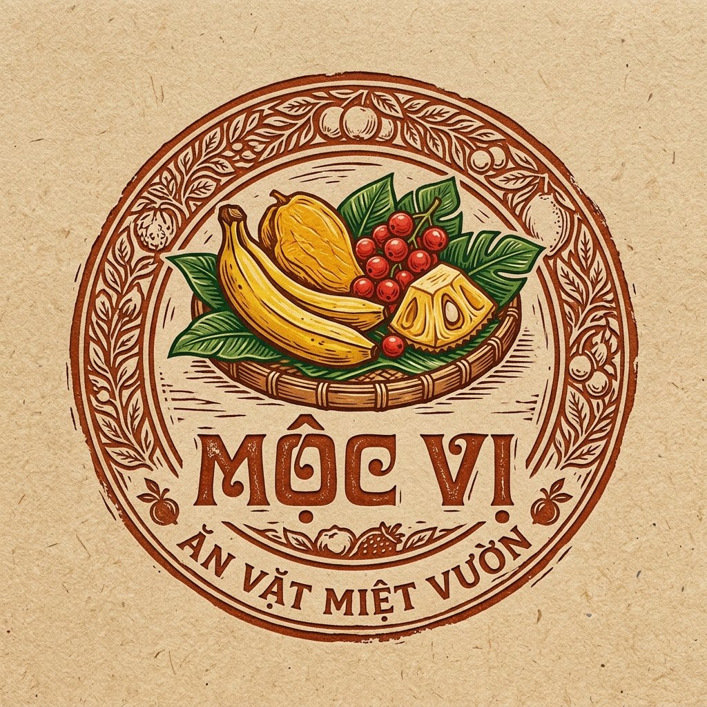 Logo Mộc Vị - Ăn Vặt Chuẩn Vị Quê Hương